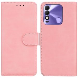 For Tecno Spark 8 / 8T Skin Feel Pure Color Flip Leather Phone Case(Pink) (OEM)