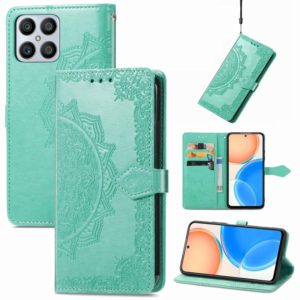 For Honor X8 Mandala Flower Embossed Horizontal Flip Leather Phone Case(Green) (OEM)