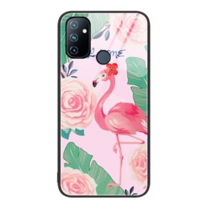 For OnePlus Nord N100 Colorful Painted Glass Phone Case(Flamingo) (OEM)