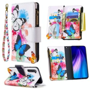 For Xiaomi Redmi Note 8 Colored Drawing Pattern Zipper Horizontal Flip Leather Case with Holder & Card Slots & Wallet(Two Butterflies) (OEM)