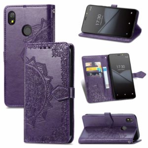 For TECNO Pop 3 Mandala Flower Embossed Horizontal Flip Leather Case with Bracket / Card Slot / Wallet / Lanyard(Purple) (OEM)
