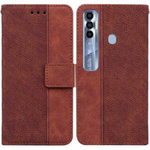 For Tecno Spark 7 Pro Geometric Embossed Leather Phone Case(Brown) (OEM)