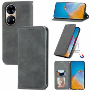 For Honor 50 Pro Retro Skin Feel Business Magnetic Horizontal Flip Leather Case with Holder & Card Slots & Wallet & Photo Frame(Gray) (OEM)