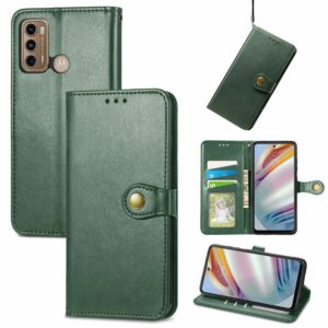 For Motorola G60 Solid Color Leather Buckle Phone Case with Lanyard & Photo Frame & Card Slot & Wallet & Stand Function(Green) (OEM)
