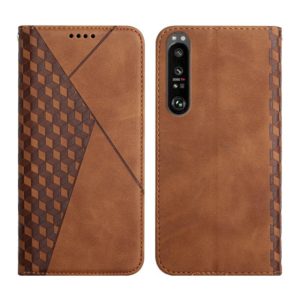 For Sony Xperia 1 III Diamond Splicing Skin Feel Magnetic Leather Phone Case(Brown) (OEM)