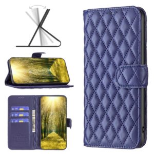 For Motorola Moto G22 Diamond Lattice Wallet Leather Flip Phone Case(Blue) (OEM)