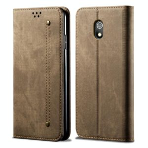 For Xiaomi Redmi 8A Denim Texture Casual Style Horizontal Flip Leather Case with Holder & Card Slots & Wallet(Khaki) (OEM)