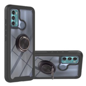 For Motorola Moto G60 Starry Sky Solid Color Series Shockproof PC + TPU Protective Case with Ring Holder & Magnetic Function(Black) (OEM)