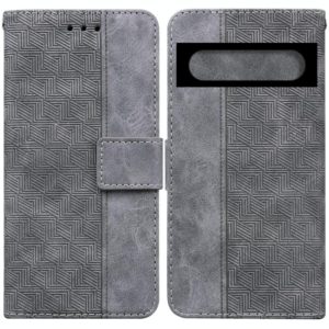 For Google Pixel 7 5G Geometric Embossed Leather Phone Case(Grey) (OEM)