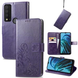 For TCL 30 XE 5G Four-leaf Clasp Embossed Buckle Leather Phone Case(Purple) (OEM)