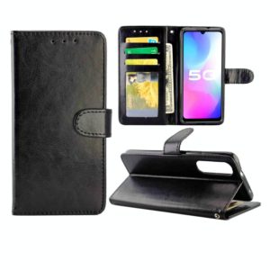 For Vivo Y73S Crazy Horse Texture Leather Horizontal Flip Protective Case with Holder & Card Slots & Wallet & Photo Frame(Black) (OEM)