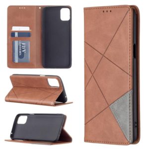For LG K42 Rhombus Texture Horizontal Flip Magnetic Leather Case with Holder & Card Slots(Brown) (OEM)