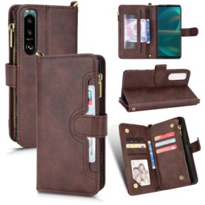 For Sony Xperia 5 III Litchi Texture Zipper Leather Phone Case(Brown) (OEM)