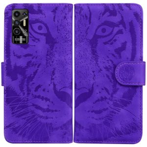 For Tecno Pova 2 Tiger Embossing Pattern Horizontal Flip Leather Phone Case(Purple) (OEM)
