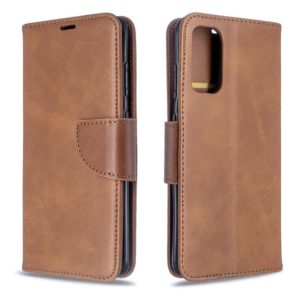 For Galaxy S20 Retro Lambskin Texture Pure Color Horizontal Flip PU Leather Case with Holder & Card Slots & Wallet & Lanyard(Brown) (OEM)