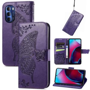 For Motorola Moto G Stylus 5G 2022 Butterfly Love Flower Embossed Leather Phone Case(Dark Purple) (OEM)