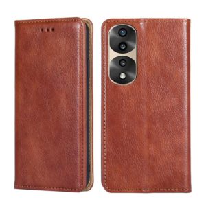 For Honor 70 Pro / 70 Pro Plus Gloss Oil Solid Color Magnetic Leather Phone Case(Brown) (OEM)