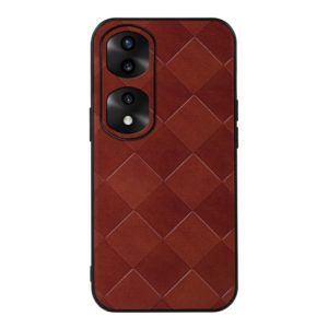 For Honor 70 Pro / 70 Pro+ Weave Plaid PU Phone Case(Brown) (OEM)