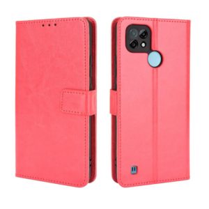 For OPPO Realme C21 Retro Crazy Horse Texture Horizontal Flip Leather Case with Holder & Card Slots & Lanyard(Red) (OEM)