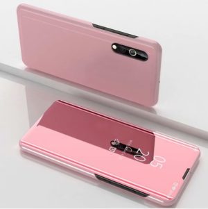For Huawei Enjoy 10e Plated Mirror Horizontal Flip Leather Case with Holder(Rose Gold) (OEM)