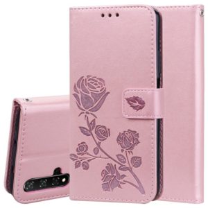 Rose Embossed Horizontal Flip PU Leather Case with Holder & Card Slots & Wallet for Huawei Honor 20(Rose Gold) (OEM)