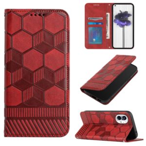For Nothing Phone 1 Football Texture Magnetic Leather Flip Phone Case(Red) (OEM)