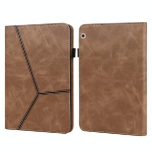 For Huawei MediaPad T3 10 Solid Color Embossed Striped Leather Case(Brown) (OEM)