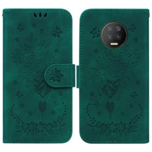 For Infinix Note 7 X690 Butterfly Rose Embossed Leather Phone Case(Green) (OEM)