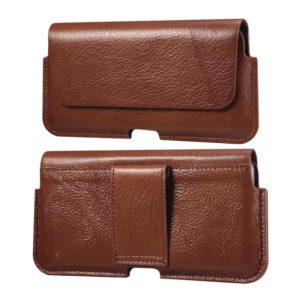 Universal Cow Leather Horizontal Mobile Phone Leather Case Waist Bag For 6.7 inch and Below Phones(Brown) (OEM)