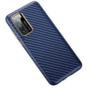 For Huawei P40 Carbon Fiber Leather Texture Kevlar Anti-fall Phone Protective Case(Blue) (OEM)