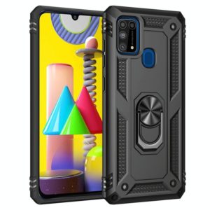 For Samsung Galaxy M31 Shockproof TPU + PC Protective Case with 360 Degree Rotating Holder(Black) (OEM)