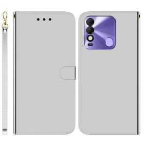 For Tecno Spark 8 / 8T Imitated Mirror Surface Horizontal Flip Leather Phone Case(Silver) (OEM)