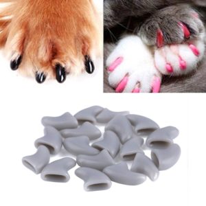 20 PCS Silicone Soft Cat Nail Caps / Cat Paw Claw / Pet Nail Protector/Cat Nail Cover, Size:S(Gray) (OEM)