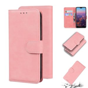 For Huawei P20 Skin Feel Pure Color Flip Leather Phone Case(Pink) (OEM)