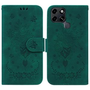 For Infinix Smart 6 Butterfly Rose Embossed Leather Phone Case(Green) (OEM)