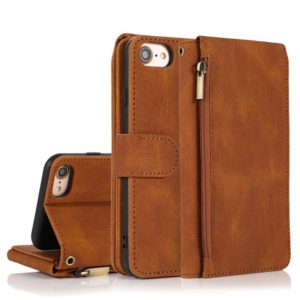 Skin-feel Crazy Horse Texture Zipper Wallet Bag Horizontal Flip Leather Case with Holder & Card Slots & Wallet & Lanyard For iPhone 6(Brown) (OEM)