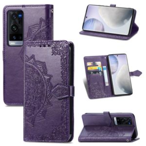 Halfway Mandala Embossing Pattern Horizontal Flip Leather Case with Holder & Card Slots & Wallet & Lanyard For vivo X60 Pro+(Purple) (OEM)