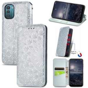 For Nokia G21 Blooming Mandala Embossed Magnetic Leather Phone Case(Gray) (OEM)