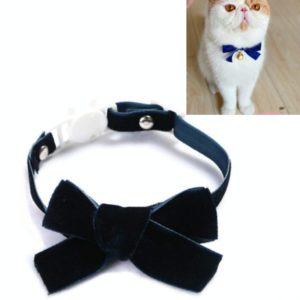 Velvet Bowknot Adjustable Pet Collar Cat Dog Rabbit Bow Tie Accessories, Size:S 17-30cm, Style:Bowknot(Blue) (OEM)