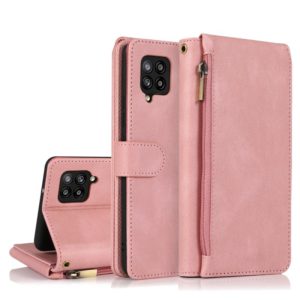 For Samsung Galaxy A42 5G Skin-feel Crazy Horse Texture Zipper Wallet Bag Horizontal Flip Leather Case with Holder & Card Slots & Wallet & Lanyard(Rose Gold) (OEM)