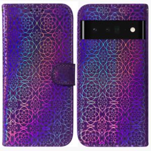 For Google Pixel 6 Pro Colorful Magnetic Buckle Leather Phone Case(Purple) (OEM)