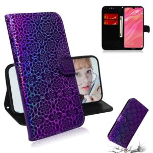 For Huawei Y7 Prime 2019 Solid Color Colorful Magnetic Buckle Horizontal Flip PU Leather Case with Holder & Card Slots & Wallet & Lanyard(Purple) (OEM)