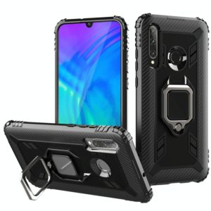 For Huawei Enjoy 9S Carbon Fiber Protective Case with 360 Degree Rotating Ring Holder(Black) (OEM)