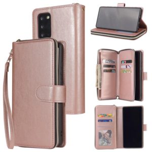 For Samsung Galaxy Note20 Ultra Zipper Wallet Bag Horizontal Flip PU Leather Case with Holder & 9 Card Slots & Wallet & Lanyard & Photo Frame(Rose Gold) (OEM)