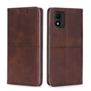 For TCL 303 Cow Texture Magnetic Horizontal Flip Leather Phone Case(Dark Brown) (OEM)