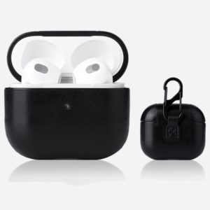 Crazy Horse Texture Earphone Protective Case with Hang Buckle For AirPods 3(Black) (OEM)