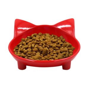 Pet Bowl Non-slip Cute Cat Type Color Cat Bowl Pet Supplies(Big Red) (OEM)