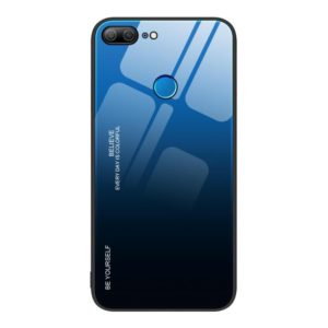 For Honor 9 Lite Gradient Color Glass Phone Case(Blue Black) (OEM)