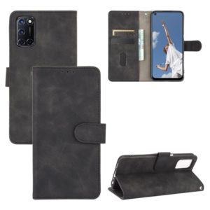 For OPPO A52 / A72 / A92 Solid Color Skin Feel Magnetic Buckle Horizontal Flip Calf Texture PU Leather Case with Holder & Card Slots & Wallet(Black) (OEM)