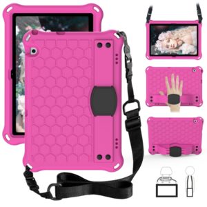 For Huawei Media M5 Lite 8.4/M6 8.4 Honeycomb Design EVA + PC Material Four Corner Anti Falling Flat Protective Shell With Strap(RoseRed+Black) (OEM)